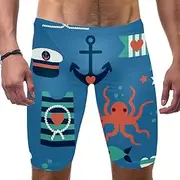 [VBFOFBV] Men's Printed Jammer Swimsuit Swim Shorts, Cartoon Hen Thanksgiving