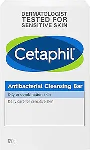 Cetaphil Antibacterial Cleansing Bar 127g, Dermatologist Tested, For Face & Body, Soap Free, Non-Comodogenic, Hypoallergenic, For Oily or Combination Skin, Suitable for Sensitive Skin