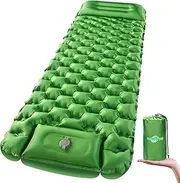 WANNTS Sleeping Pad - Ultralight Inflatable Sleeping Pad for Camping, 75''X25'', Built-in Pump, Ultimate for Camping, Hiking - Airpad, Carry Bag, Repair Kit - Compact & Lightweight Air Mattress(Green)