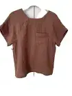 New $58 MADEWELL XXSmall Mauve CRINKLE GAUZE TOP COTTON SHORT SLEEVE Shirt