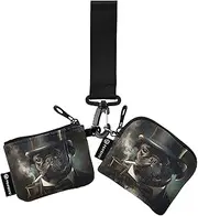 [XYMZR] Mini Zip Around Wristlet keychain Wallet Coffee Pugdog Hat for Women Personalized Pattern Detachable Dual Pouch Wristlet Portable Wallet Phone Coin Purse, Multi-colored, One Size