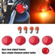 4pcs red Turn Signal Lens Covers Kit Fit For Harley Bullet Dome Style Blinker