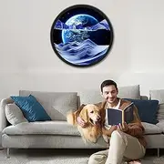 JYBBGO Moving Sand Art Picture, Sand Art Liquid Motion, 360° Rotate Wall Mounted Sand Art Maker Relaxing Mood Peaceful Wall Art Home Office Work Decor