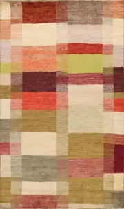 Checkered Gabbeh Kashkoli Oriental Area Rug Contemporary Hand-knotted 6x8 Carpet