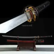 Folded Steel Clay Tempered Japanese Katana Brass Tsuba Samurai Sword Full Tang .