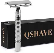 QSHAVE Men's Short Handle Classic Double Edge Safety Shaving Razor, 1 Pc