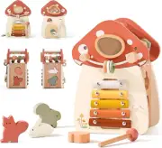 8 in 1 Wooden Activity Cube Toys for Baby Travel Sensory Toys for Toddlers 1-3 M
