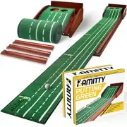 Putting Matt for Indoors, Golf Putting Mat with Ball Return, Mini Golf Wood