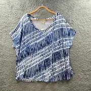 New Autograph Womens T-Shirt Top Plus Size 18 Blue White Stretch Knit