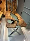 Walnut Epoxy Dining Table | Custom Handmade Resin Table | Clear Epoxy Kitchen Ta