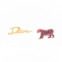 在飛比找momo購物網優惠-【Dior 迪奧】D-Charms Pop 不對稱粉色花豹+