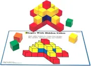 50pcs Colourful Wooden 2cm Cubes for Building 3D Shapes + Colour Activity Cards