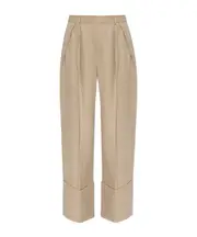 Victoria Beckham Wide Leg Turn-Up Trousers UK10,UK8,UK6,UK12,UK4 beige
