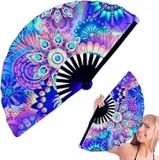 [Generic] Light Up Fan,Chinese Kung Fu Tai Chi Craft Glowing Fan | Multi-Color Stage Performance Show Fluorescent Props Wedding Home Decoration For Festival Birthday
