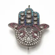 Hamsa Hand/Hand of Fatima /Hand of Miriam Micro Pave CZ Links 30mm long Gunmetal
