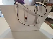 Michael Kors Karson Large Carryall Leather Tote Bag Optic White Purse New Tags