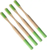 [Beavorty] 4Pcs Bamboo Toothbrush Soft Bristle Toothbrushes for Travel Home Use Grass Green Durable Ergonomic Design No Drying Required