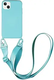 CQUUKOI Compatible with iPhone 12 Pro Max,Crossbody Phone Case with Lanyard Cute Soft Silicone Case with Adjustable Shoulder Strap Shockproof Protector Compatible with Women Girls Blue