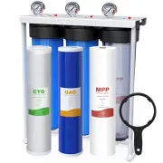 20x4.5" Big Blue 3-Stage Sediment GAC CTO Carbon Whole House Water Filter System