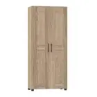 Storage Cupboard Double Door Tall Bathroom Laundry Cabinet Shelf Organizer Oak