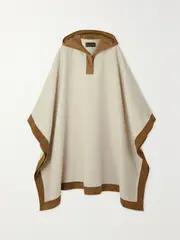 [Loro Piana] Loro Piana - Chandra Hooded Suede And Shell-trimmed Cashmere Cape - Ivory - One size One size Ivory