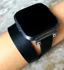 Black Double Wrap Soft Leather Band Strap for Fitbit Versa 2 & Versa Smartwatch