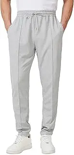 [Blokehoway] Men's Casual Pants Waffle Knit Pants Lightweight Open Bottom Pants Slim Fit Drawstring Jogger Yoga Pants with Pockets
