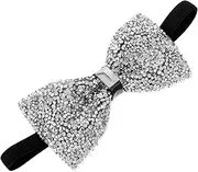 [DEARMAMY] Unique Bow Tie for Men Rhinestone Decor Pre-tied Bow Tie for Groom Wedding Party Accessory Stylish Tie