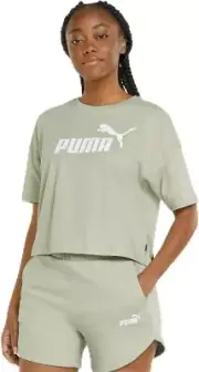 NEW PUMA Women's Essentials 5" High Waist Logo Shorts Spring Moss Size Medium