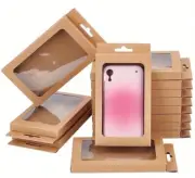 100X Phone Case Screen Protector Film Packaging Kraft Paper Boxes with Hang Hole