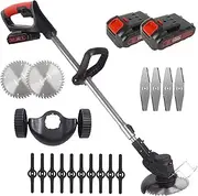 Youngly Electric Weed Eater, Foldable Cordless Weed Wacker Battery Powered, 3-in-1 Lightweight String Trimmer/Edger Lawn Tool/Brush Cutter with Adjustable Length & 3 Types Blades, for Garden and Yard