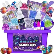 Mini Galaxy Slime Kit, Galactic Slime Ball Making Kit with Glow in The Dark Stickers, DIY Glitter Crunchy Foam Butter Slime Party Favors, Fun Christmas Slime Gifts for Girls Boys Kids 6 7 8 9 10 11 12