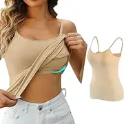 [INNOVIERA] Tank Tops with Built in Bras Womens Camisole with Shelf Bra Cotton Tank Top Adjustable Spaghetti Straps Cami Tops