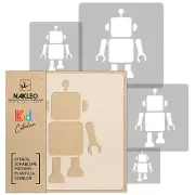 5x reusable PLASTIC Stencils / 13.4" to 3.5"/ Nursery KIDS Template / ROBOT