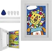 1PCS Kids Art Frame Set A4 Front Opening Photo Frames Wooden Kids Artwork Display Frame for 100 Pictures Horizontal and Vertical Picture Display for Crafts Drawing 3D Artwork(1)