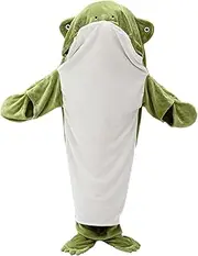 Generic Wearable Frog Blanket Frog Sleeping Bag Hoodie Plush Pajama Sleepwear Cosplay Costume Animal Hooded Blanket for Halloween, 190CM