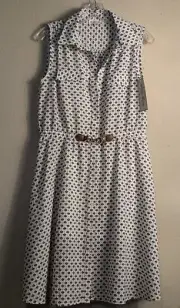 Indigo Rose 2 Pcs M Blk/Wht Diamonds Geometric Sleeveless Button Up Shirt Dress