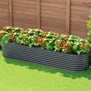 320X80X56cm Green Fingers Raised Garden Bed Oval Planter Box Raised Container Growing