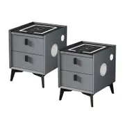 Oikiture Set of 2 Smart Bedside Tables Grey