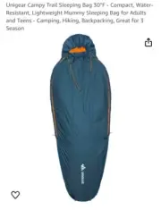 unigear campy trail sleeping bag 30°F compact water resistant mummy bag