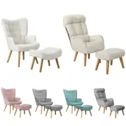 Oikiture Armchair Lounge Chair Ottoman Accent chairs Sofa With Stool/Swivel
