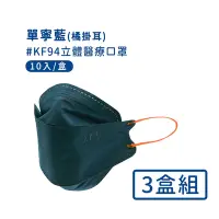 在飛比找Yahoo奇摩購物中心優惠-宏瑋 韓版KF94 撞色款立體醫療口罩10入*3盒-單寧藍
