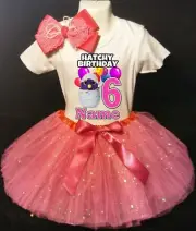 Hatchimals **With NAME** 6th Sixth 6 Birthday Fuchsia Tutu Dress Fast Shipping