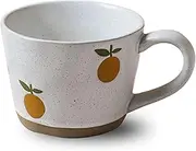 Unique Soup Mug Container Coffee Tea Soup Bowls,Soup Cup with Handle,Ceramic Microwave Safe,Cute Breakfast Bowls for Coffee,Dessert,-Flower~blue-14x10x7.5cm,450ml (Color : Orange)