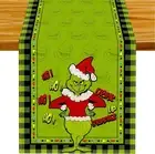 Linen Green Christmas Table Runner Merry Tablecloth Christmas Holiday Tablecloth