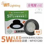 舞光 LED 5W 4000K 自然光 36度 7CM 全電壓 黑色鋁 可調角度 高演色 歡笑 崁燈_WF431280