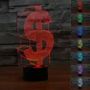 Dollar Sign Illusion LED Lamp, 3D Light Experience - 7 Colors Options