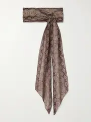 [SAINT LAURENT] SAINT LAURENT - Snake-print Silk-chiffon Scarf - Brown - One size One size Brown