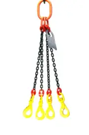 Chain Sling - 5/8" x 5' Quad Leg with Swivel Positive Locking Hooks - Grade 80