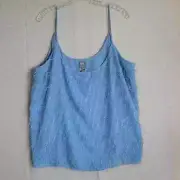 NWT Asos Tall Cami Tank Top Baby Blue with Soft Metallic Fringe - Size 18 Tall